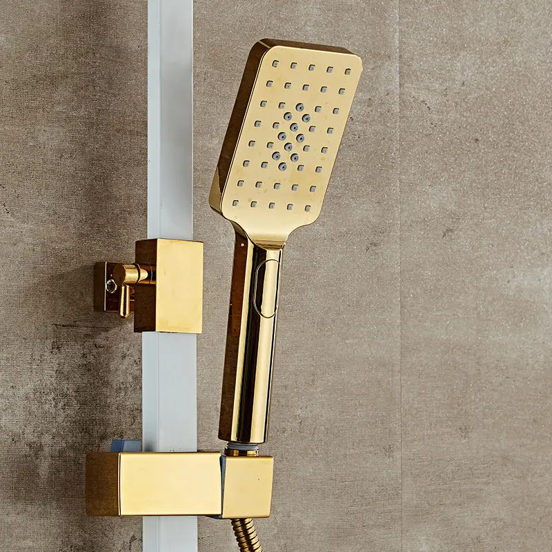 Thermostatic shower set wall-mounted shower set platinum square handle with spray gun