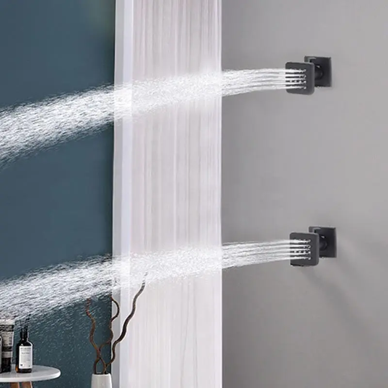 Black in wall mounted Bathroom taps brass kits rain rainfall showerset mixer faucet set bathroom fixtures