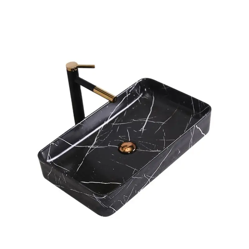 New arrival matte black solid surface artificial marble bathroom basin sink