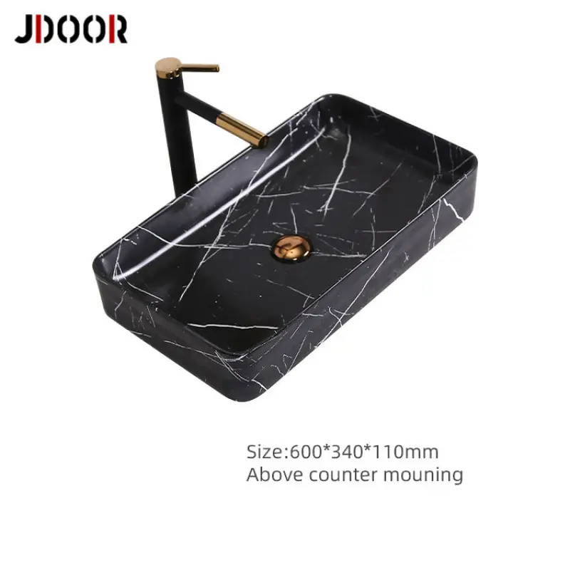 New arrival matte black solid surface artificial marble bathroom basin sink