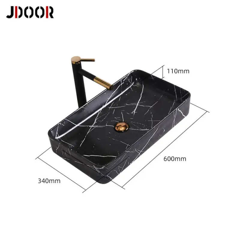 New arrival matte black solid surface artificial marble bathroom basin sink