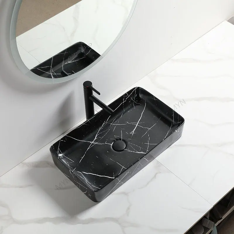 New arrival matte black solid surface artificial marble bathroom basin sink