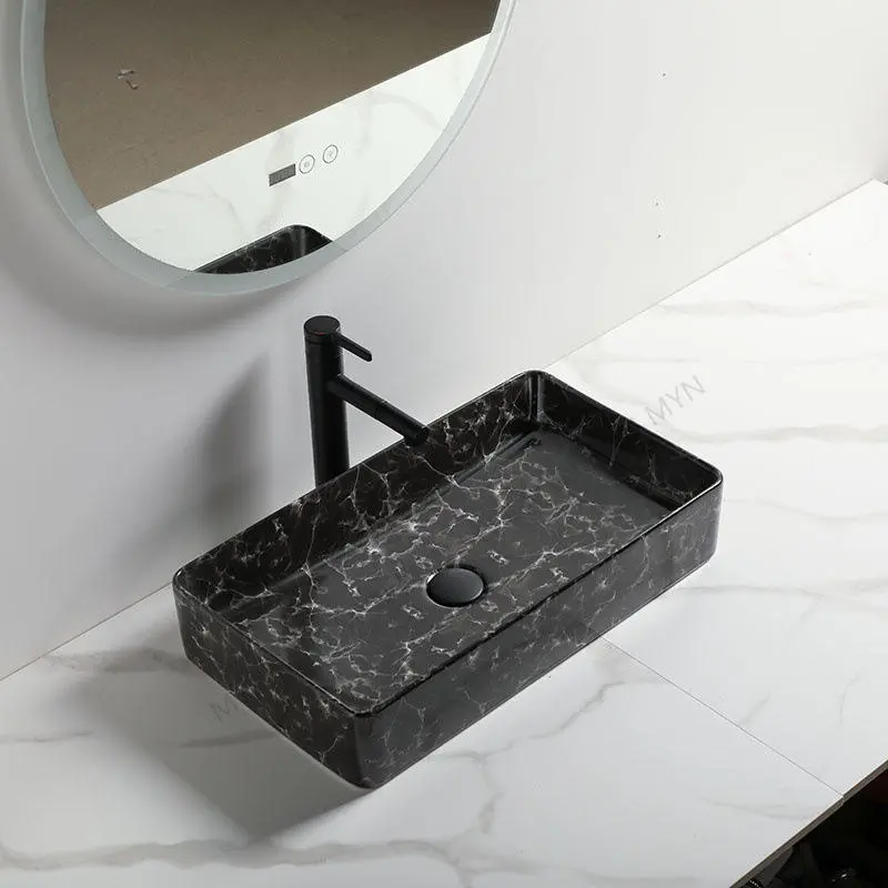 New arrival matte black solid surface artificial marble bathroom basin sink