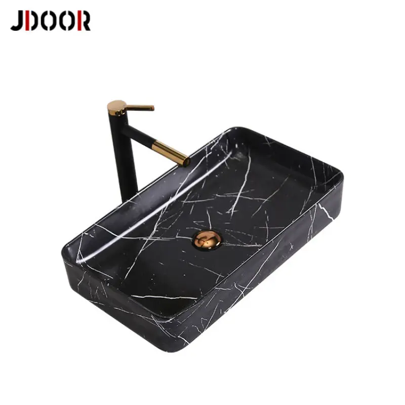 New arrival matte black solid surface artificial marble bathroom basin sink