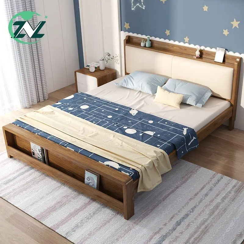 Convertible Wooden Bed Movable Spare Bed With Drawers Headboard Shelf Extendable Bed Set