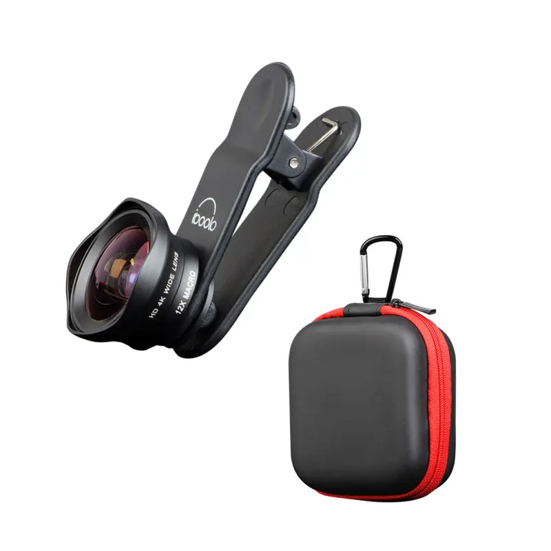 Two in One 16mm Wide Lens + 12X Macro Lens Set Clip-on Phone Camera Lens Add-on Lenses Kit