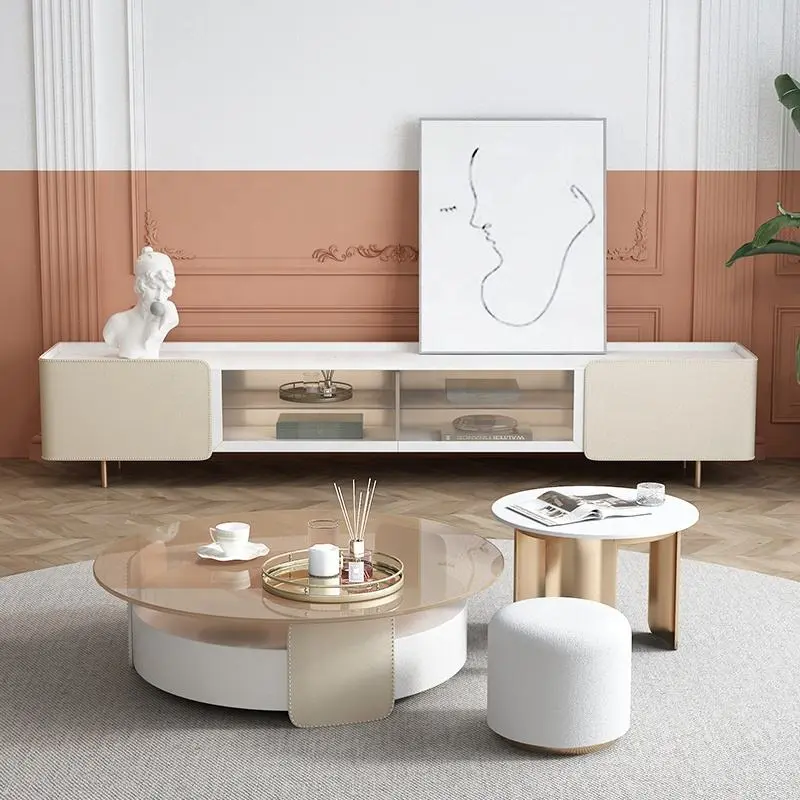 Modern Center Table And Chair Glass And Marble Living Room Table Set