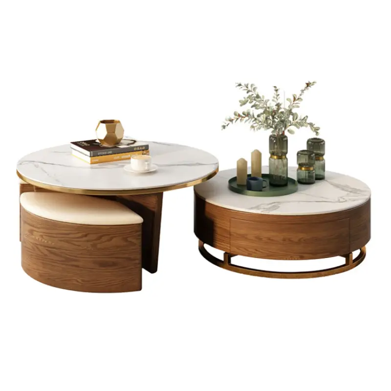 New Design Modern Table Tea Table Set With Small Stool Living Room Furniture Coffee Table