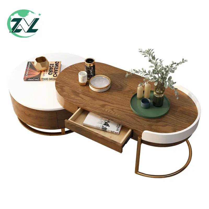 Modular Tea Table Wooden Center Table Set Living Room Decoration Round Nesting Table