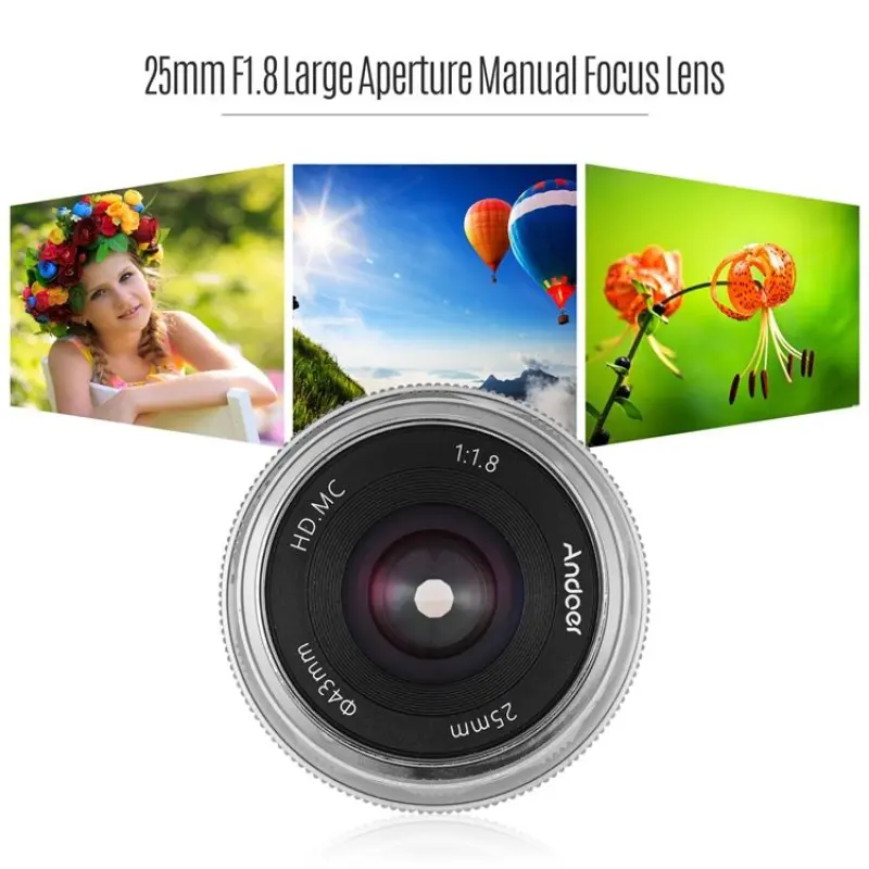 Andoer 25mm F1.8 Manual Focus Lens Large Aperture Compatible with Fujifilm Fuji Cameras