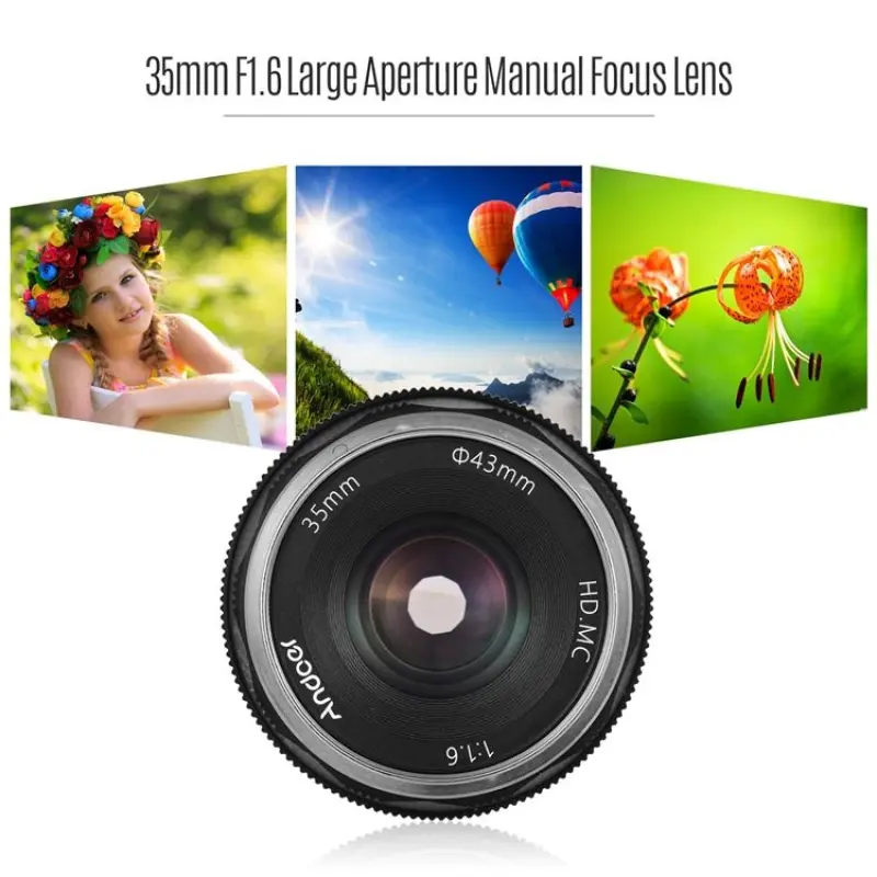 Andoer 35mm F1.6 Manual Focus Lens Large Aperture Compatible with Fujifilm Fuji Cameras