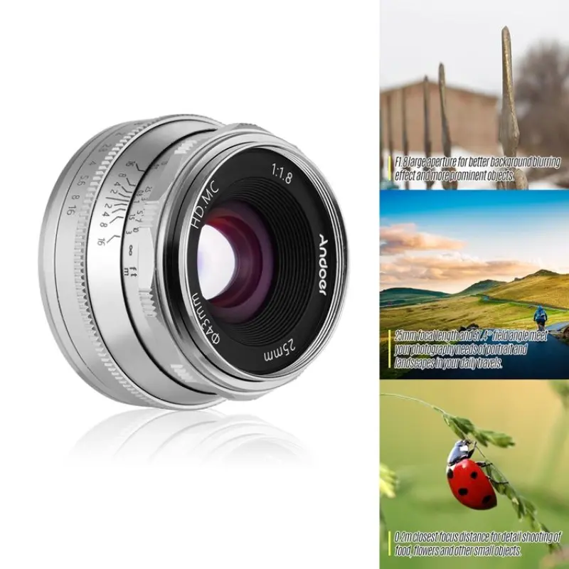 Andoer 25mm F1.8 Manual Focus Lens Large Aperture Compatible with Fujifilm Fuji Cameras