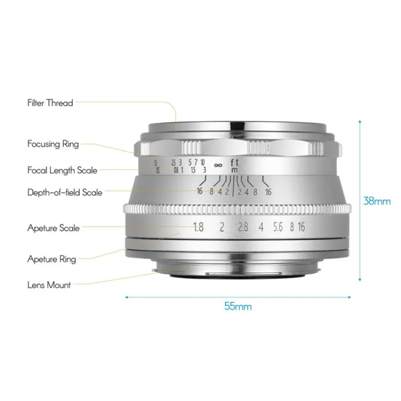 Andoer 25mm F1.8 Manual Focus Lens Large Aperture Compatible with Fujifilm Fuji Cameras