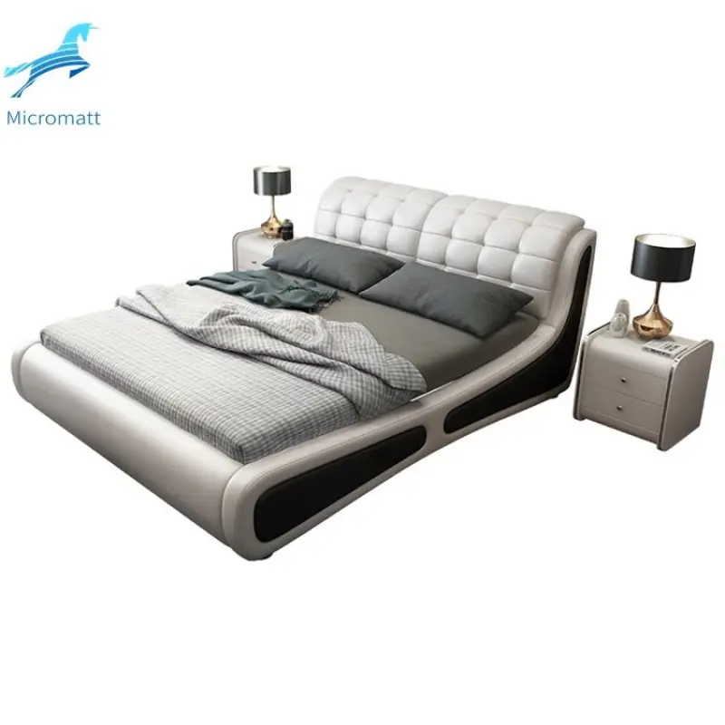 Bedroom Set Furniture Frame Double Queen Size Modern Leather Luxury Bed