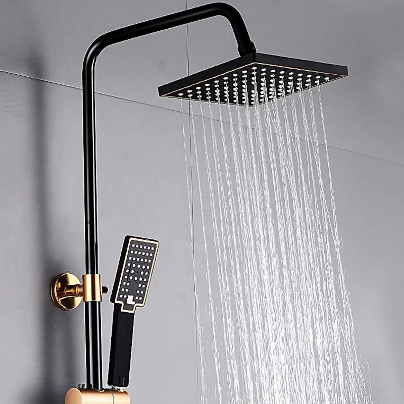 Wall mounted brass tap Bathroom taps luxury brass kits rain rainfall shower set mixer