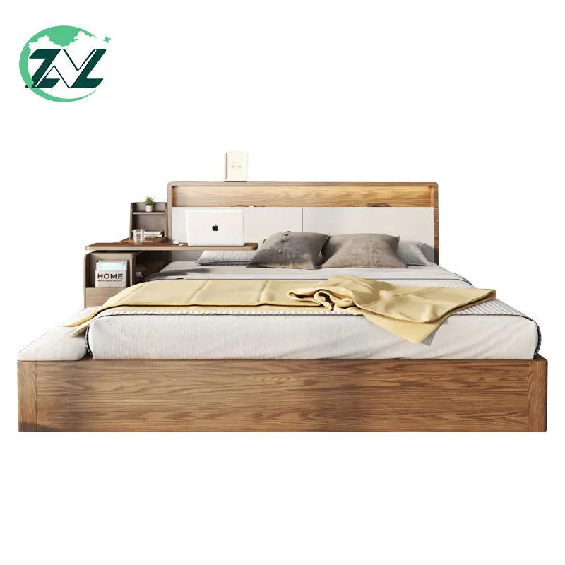 Nordic 1.8m solid wood bed tatami high box storage bed double bed modern minimalist bedroom