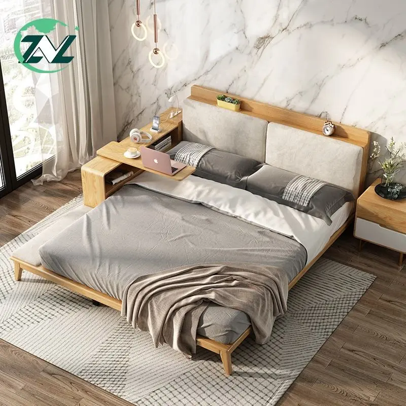 Comfortable New Design Bed Room Furniture Storage Folding King Wood Bed Frame Double Bed