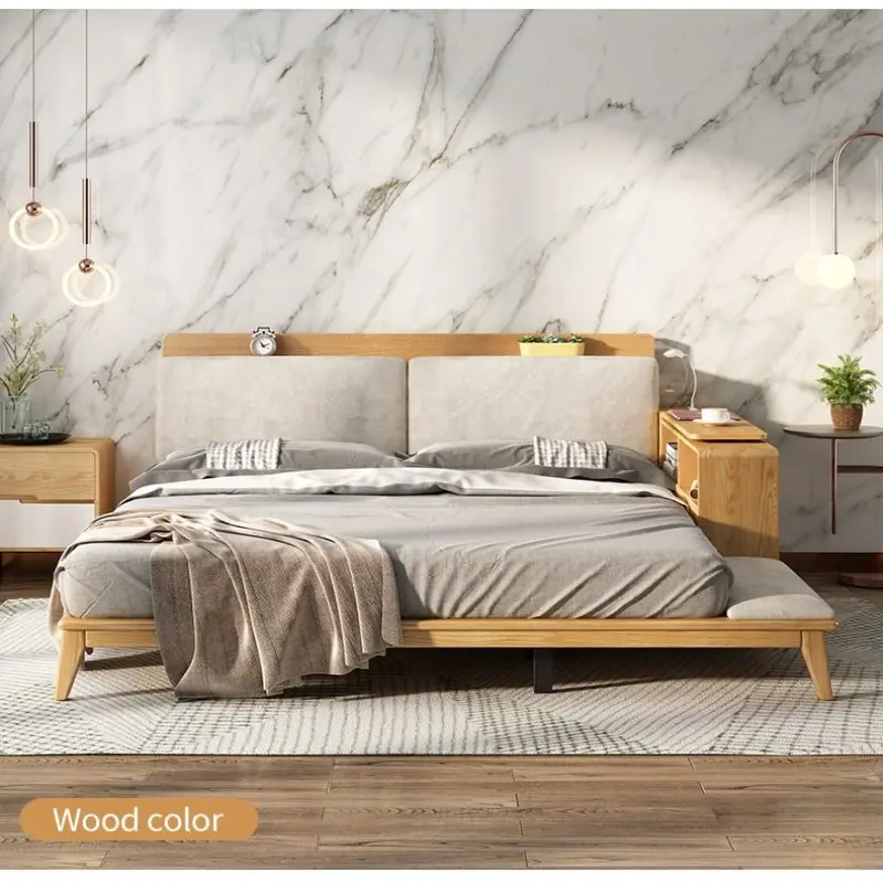 Comfortable New Design Bed Room Furniture Storage Folding King Wood Bed Frame Double Bed