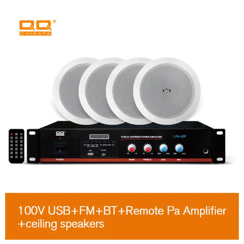 QQCHINAPA Audio Sound Equipment Home Theatre 100V PA Amplifier With 4PCS Ceiling Speakers