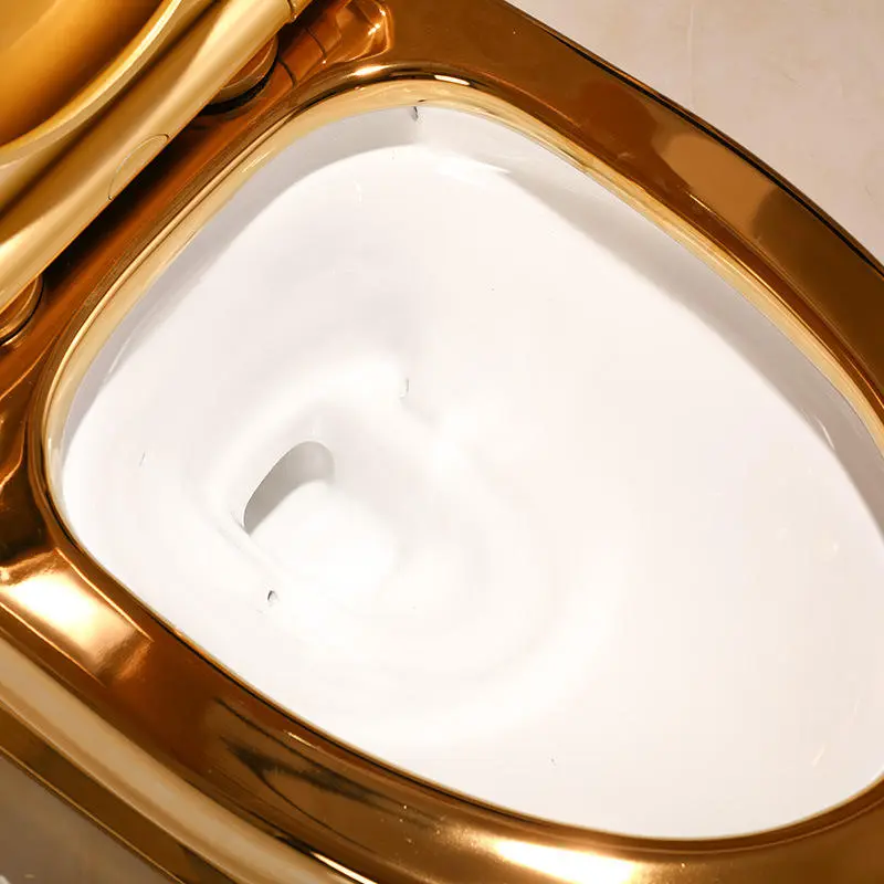 Modern bathroom golden plated color wc commode toilet ceramic strap one piece luxury gold toilet bowlPopular