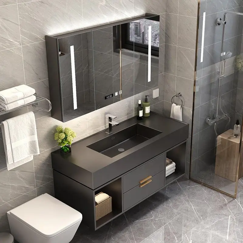 Modern Bathroom Vanities with Sink Hotel Project Laundry Large Luxury Marble Rock Top Basin Cabinet