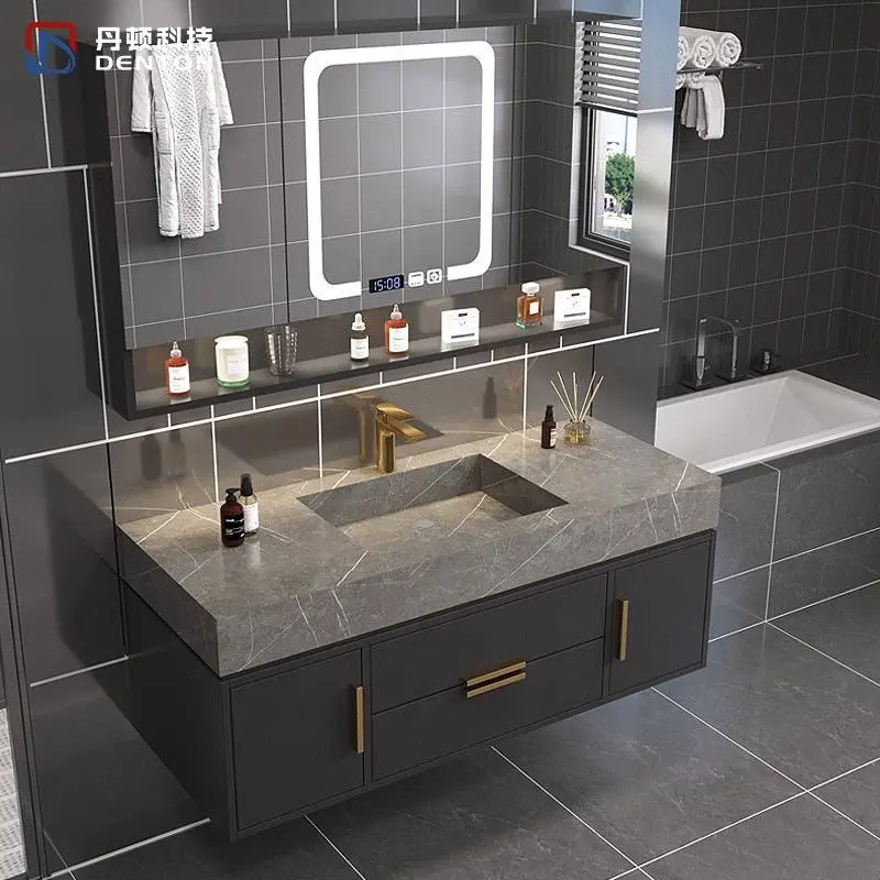 Modern Bathroom Vanities with Sink Hotel Project Laundry Large Luxury Marble Rock Top Basin Cabinet