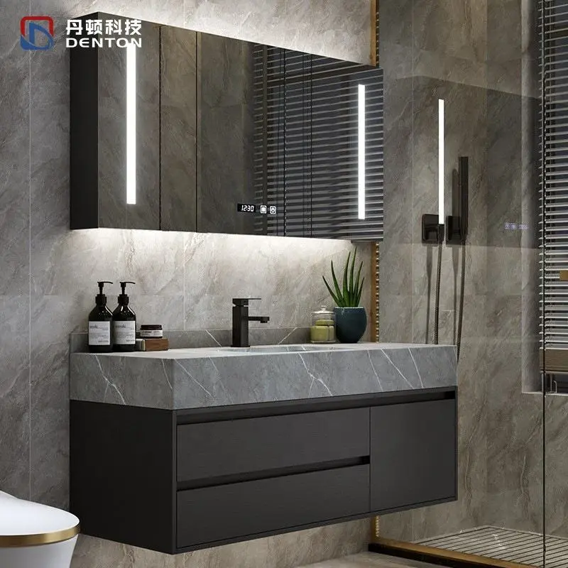 Modern Bathroom Vanities with Sink Hotel Project Laundry Large Luxury Marble Rock Top Basin Cabinet