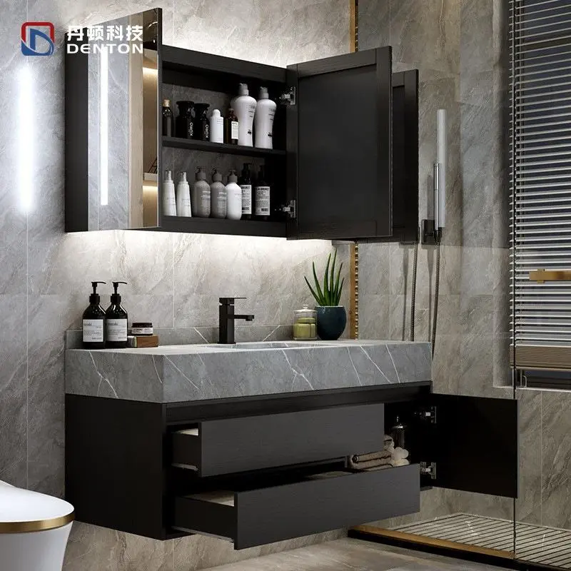 Modern Bathroom Vanities with Sink Hotel Project Laundry Large Luxury Marble Rock Top Basin Cabinet