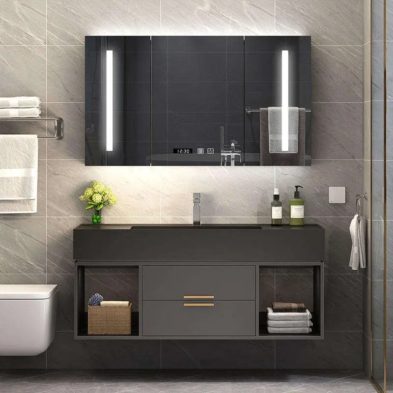 Modern Bathroom Vanities with Sink Hotel Project Laundry Large Luxury Marble Rock Top Basin Cabinet
