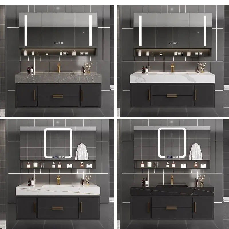 Modern Bathroom Vanities with Sink Hotel Project Laundry Large Luxury Marble Rock Top Basin Cabinet