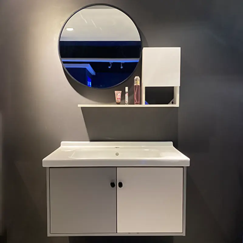 Bathroom Vanity Wall Mounted Bathroom Cabinet With Round Mirror