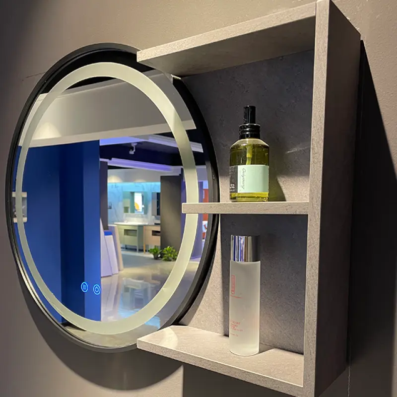Minimalist Style Wall Mount Bathroom Vanity Cabinets With LED Light Mirror
