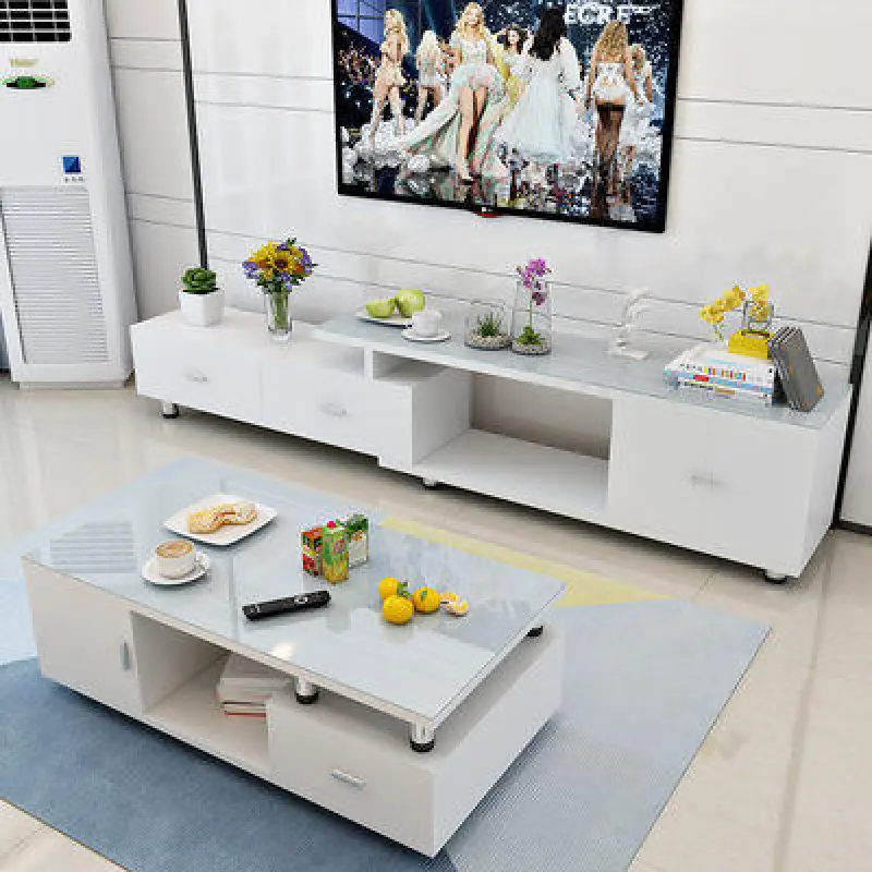 Modern minimalist Nordic coffee table TV cabinet combination small apartment living room