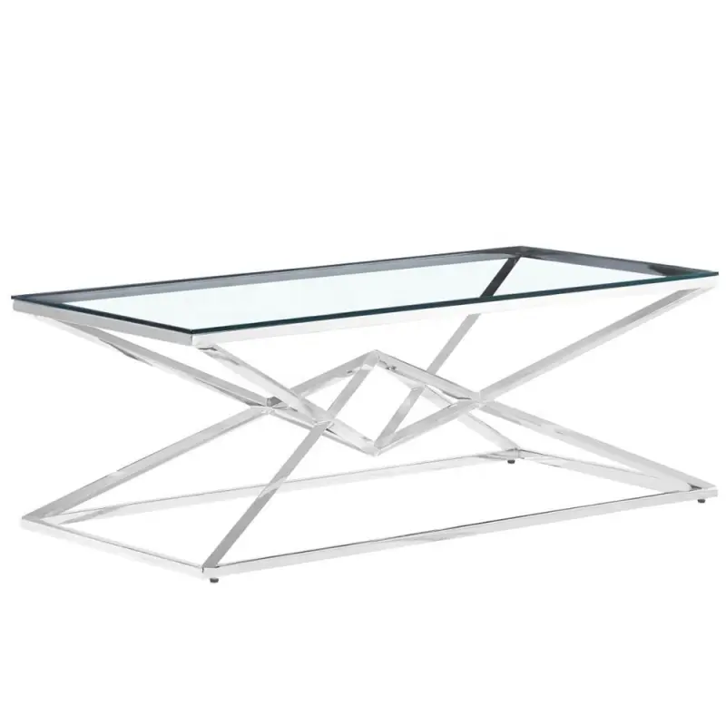 Sliver  luxury Coffee table for sale table  modern living room furniture Glass Stainless steel Coffee table