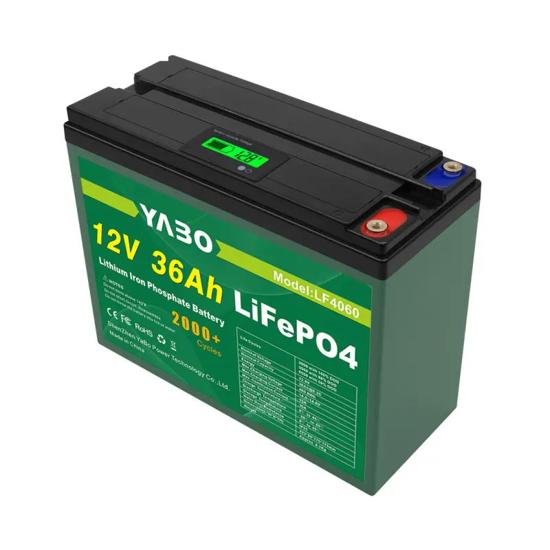 YABO battery Deep Cycle 2000 Cycles Super Quality Lifepo4 12V 36Ah High Safety Solar Lithium ion Battery