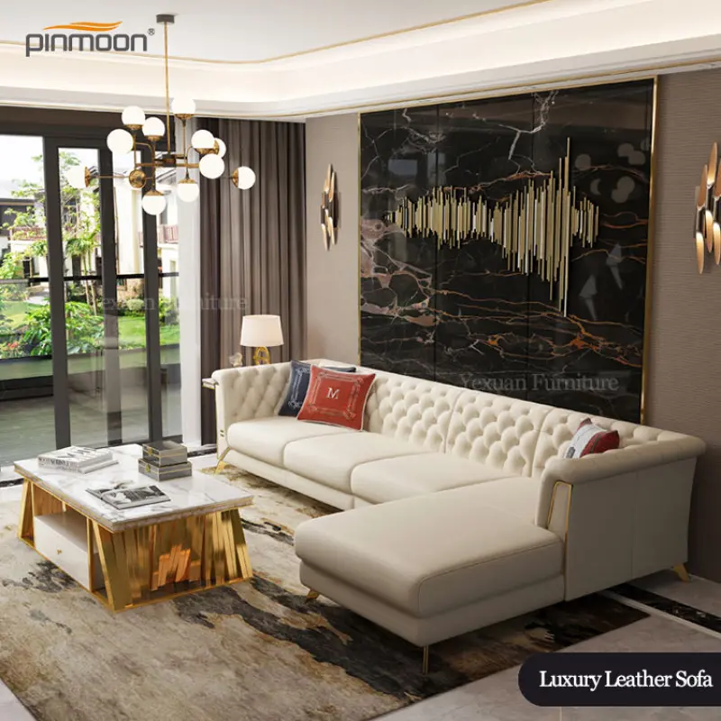 high quality 5 star luxury hotel hall sofa leather upholstered sofa set
