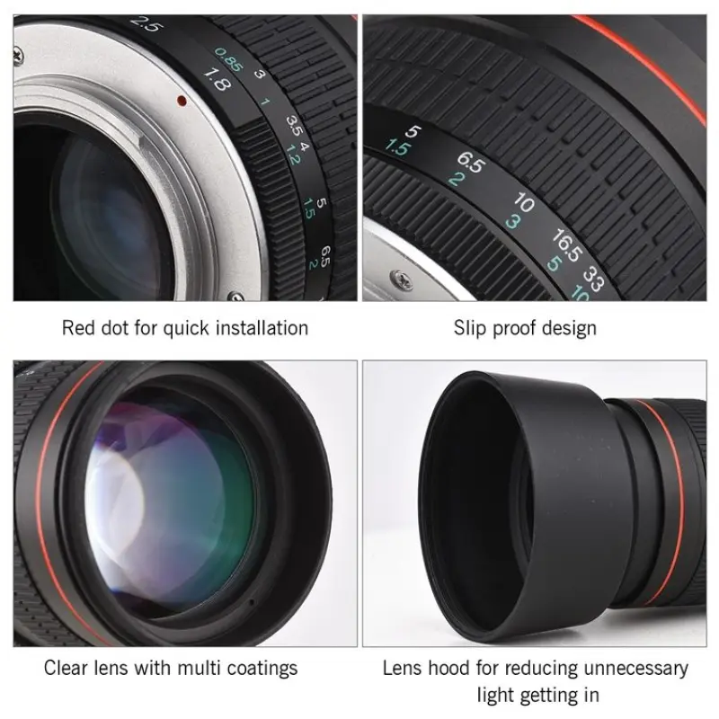 85mm F1.8 Large Aperture Medium Telephoto Full Frame Portrait Camera Lens Manual Focus for Scenery Architecture Product