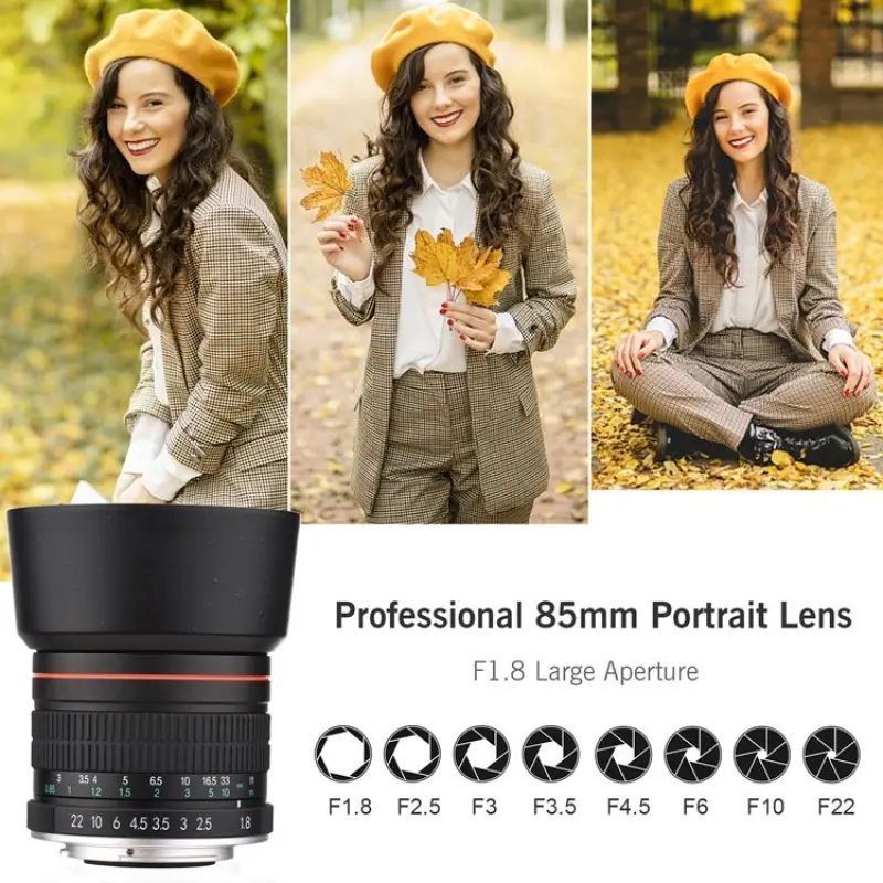 85mm F1.8 Large Aperture Medium Telephoto Full Frame Portrait Camera Lens Manual Focus for Scenery Architecture Product