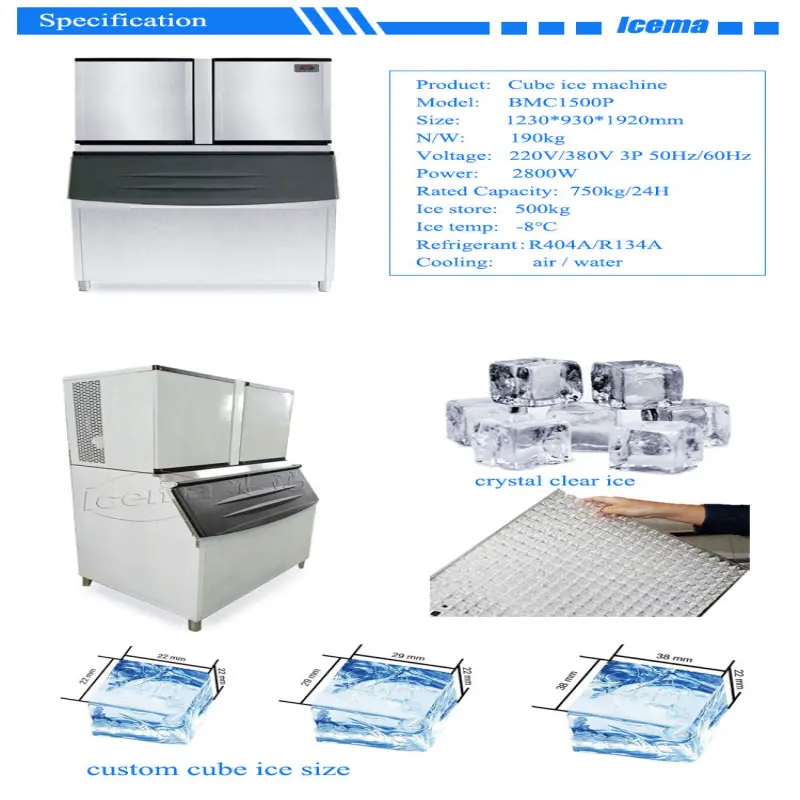 Top sale  professional automatic 500kg ice cube making machine for restaurant