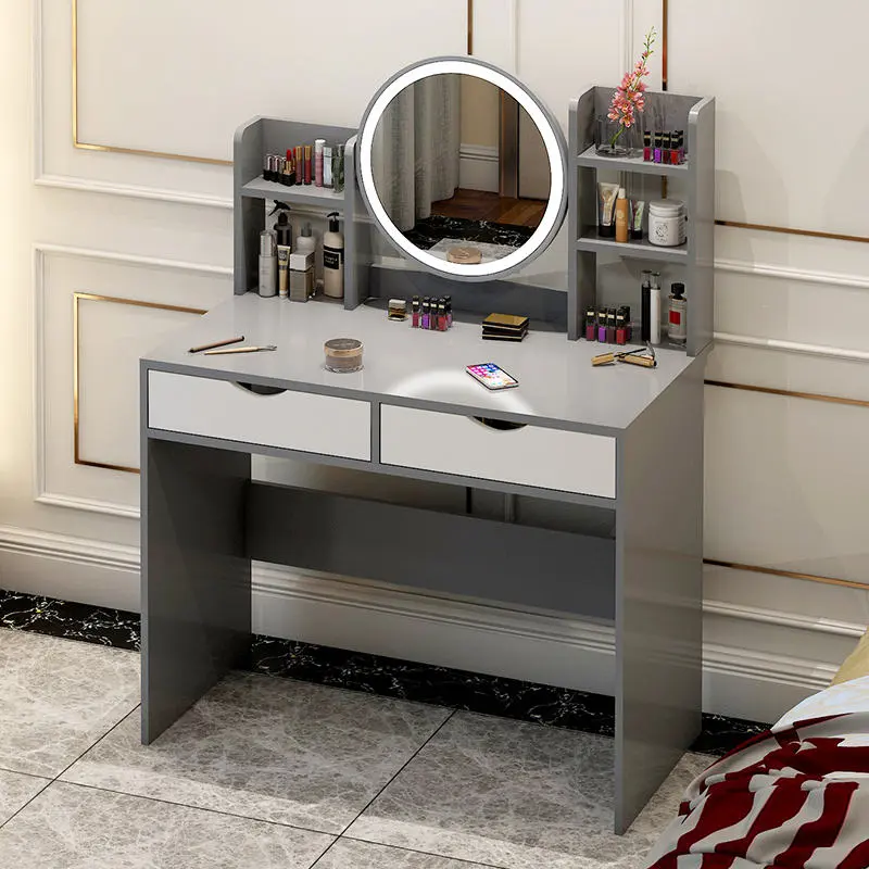 Multifunctional Modern Nordic Dressing Table With Led Mirror Storage Cabinet With Mirror
