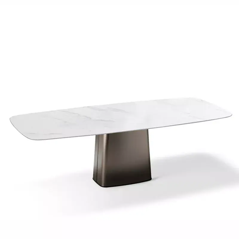 Italian postmodern style table marble dining room furniture features stainless steel feet rectangular dining table