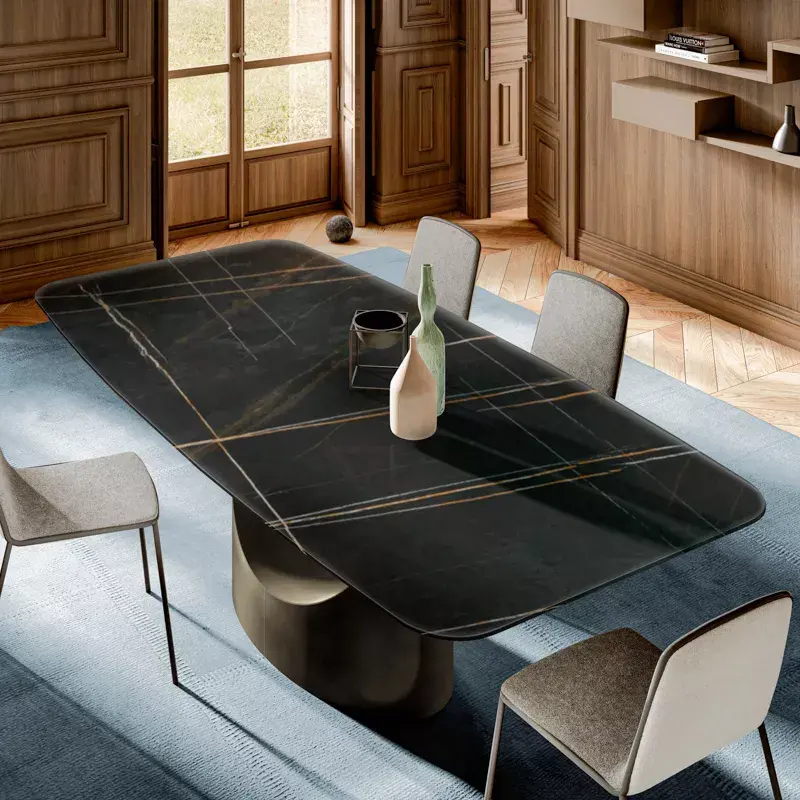 Italian light luxury minimalist Marble dining table Modern household rectangular model dining room table