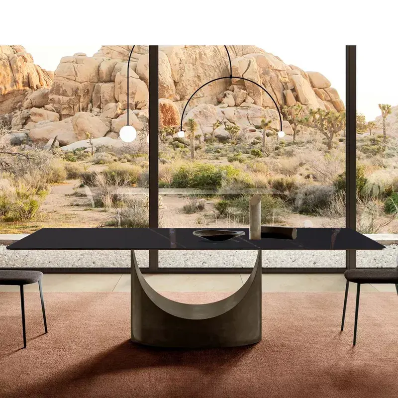 Italian light luxury minimalist Marble dining table Modern household rectangular model dining room table