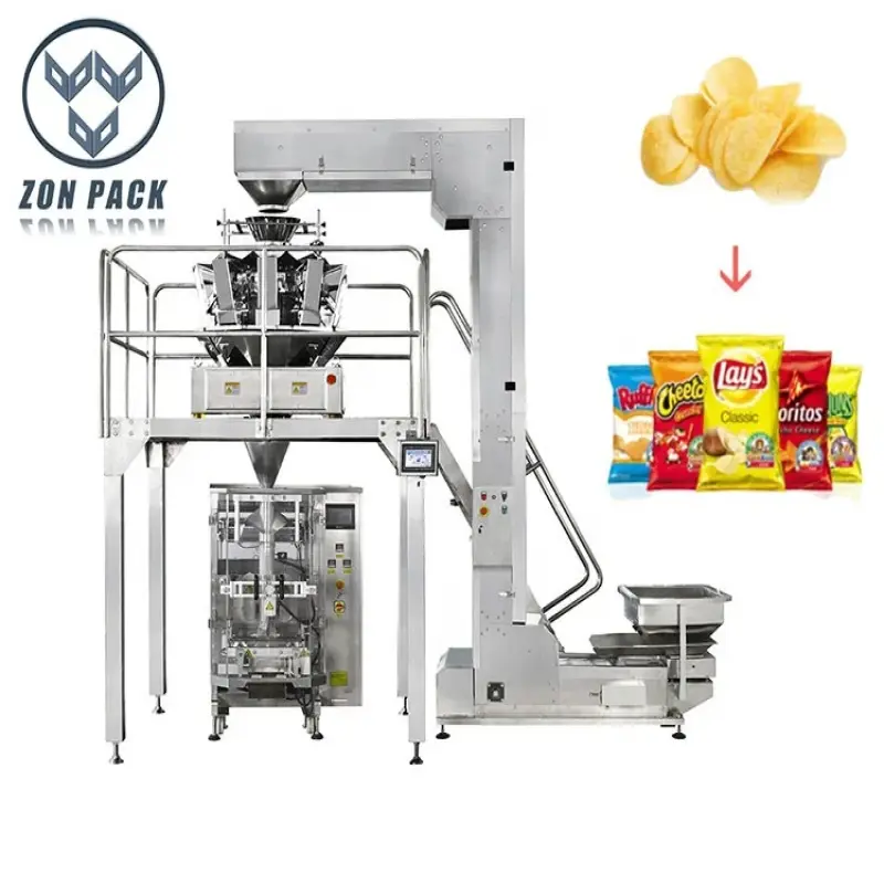 Weighing Vertical Food Snacks Packaging Potato Chips Packing Machine