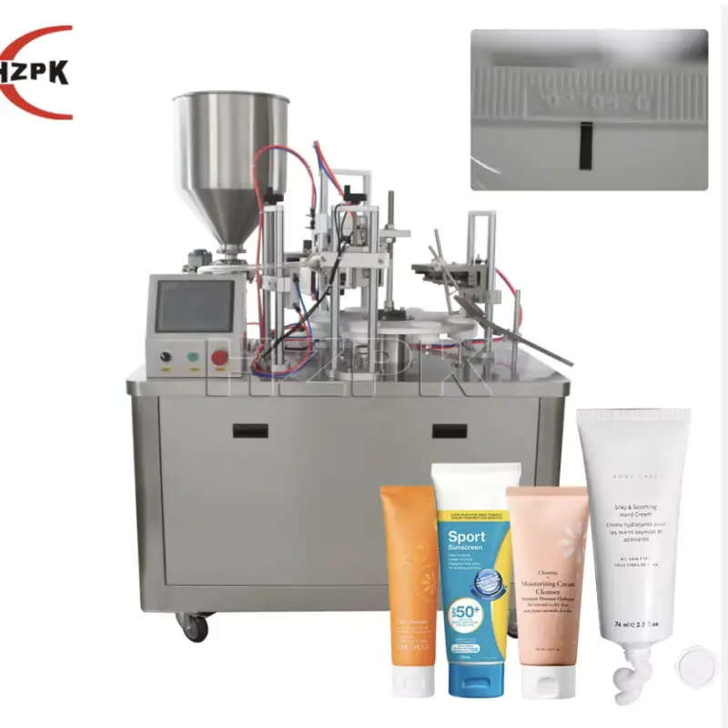 semi automatic cosmetic cream paste plastic soft tube filling and sealing machine
