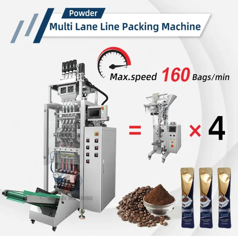 Fully automatic 4 line instant coffee granule packaging machine