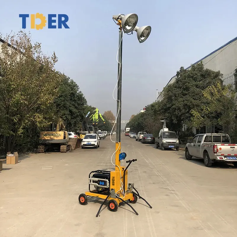 TDER Green 200W LED Lighting Hydraulic High Mast indoor Outdoor Mobile 5-7m Vehicle-Mounted Light Tower