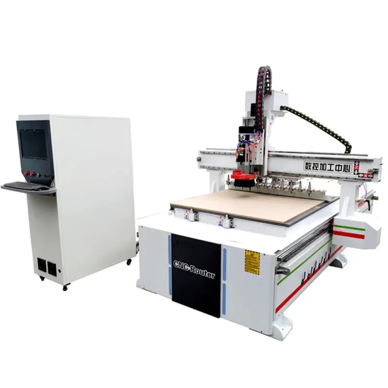 12-Tools Automatic Changing CNC Carving Router Kit for Wooden Door, equipped with 9kw HQD 1325 Cutting Machine ATC.
