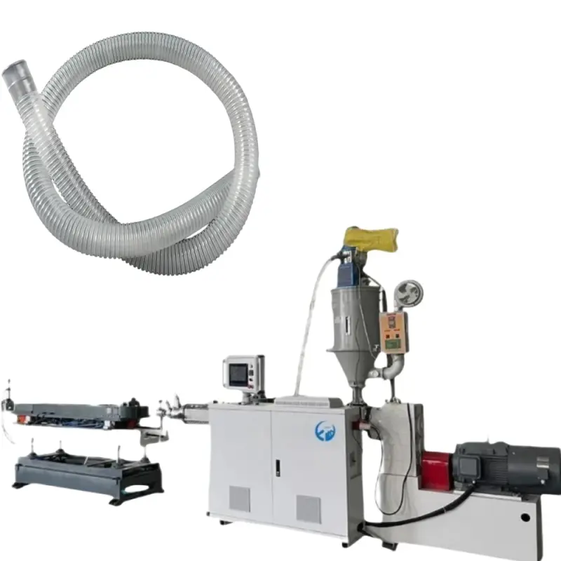 Flexible and collapsible plastic corrugated tubing machine used for medical equipment