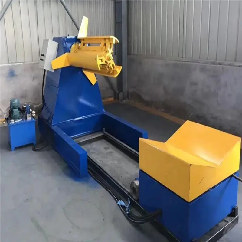 Uncoiling Device Hydraulic Decoiler With Loading Car Automatic Working For Roof Sheet Machine